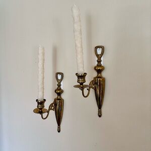 Vintage Brass Wall Candle Sconces Pair Taper Candle Holders